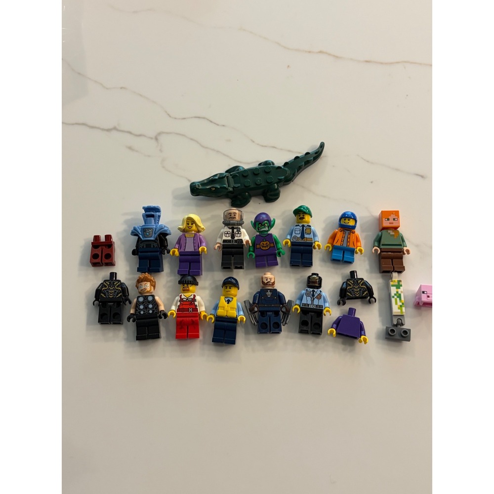 LEGO Minifigure Lot Marvel Green Goblin Thor Minecraft Steve Crocodile City - Picture 6 of 6